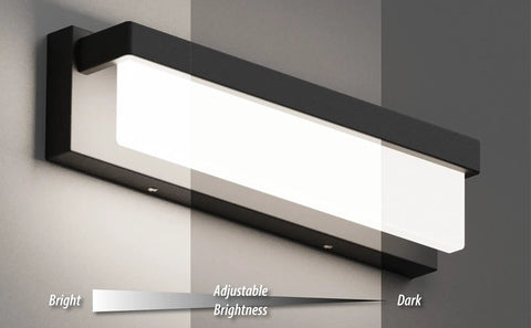 LED Bathroom Vanity Light Fixture Over Mirror 16.5 Inch Modern Rectangle Black Matte Metal Lighting Bar 4000K Daylight Wall Sconce