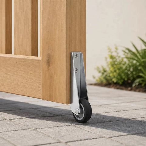 Heavy Duty Gate Caster Wheels With Rubber Pulley Track Rollers For Sinking Wood Fences And Garden Doors Galvanized Steel Bracket