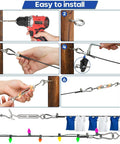 Installation steps for One Eighth Inch Wire Rope Kit With 200 Feet Black Vinyl Coated Stainless Steel Cable And M5 Turnbuckles All In One For String Lights Clothesline Garden Trellis Curtain DIY Outdoor Backyard Ready.