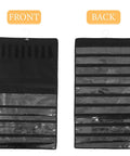 Double Sided Jewelry Hanging Storage Organizer Bag For Closet With Pouch Keeps Watches Ties Hair Accessories Locked Away For Hella Neat Dresser Vibes Forever, showing front and back view, black fabric with clear pockets.
