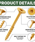 Diagram of one and a half inch exterior wood screws deck screws size 8 epoxy coated tan rust resistant for outdoor decking