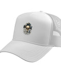 Hot Machinist CNC Tools Vise Gauge Square Men Gifts Trucker Hat With Adjustable Mesh Back White Five Panel structured foam front with skull design.
