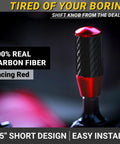 Hot Red Carbon Fiber Shift Knob With Weighted Feel And 4 Metal Threaded Adapters M8 M10x1.25 1.5 M12x1.25 For 4 5 6 Speed Manual