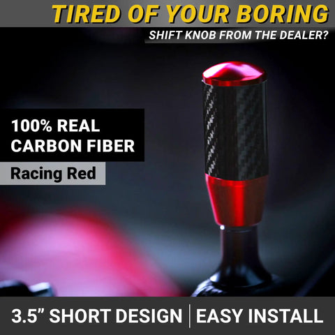 Hot Red Carbon Fiber Shift Knob With Weighted Feel And 4 Metal Threaded Adapters M8 M10x1.25 1.5 M12x1.25 For 4 5 6 Speed Manual