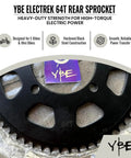 Beefed Up 64T Rear Wheel Sprocket For 35 Chain Compatible Black Hardened Steel Sprocket with laser etched logo, front view