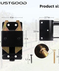 Kickass Heavy Duty Farm Gate Latch With Two Way Swinging Design For Livestock Pastures And Ranches Built Like A Tank To Battle Rust And Weather dimensions and parts image