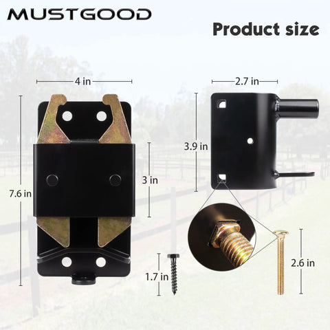 Kickass Heavy Duty Farm Gate Latch With Two Way Swinging Design For Livestock Pastures And Ranches Built Like A Tank To Battle Rust And Weather dimensions and parts image