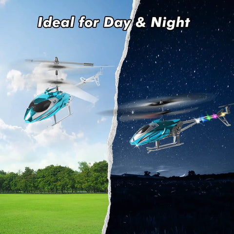 Indoor 2.4G RC Helicopter With LED Lights And Altitude Hold For Kids 12 Plus And Adults flying day and night, easy trim.