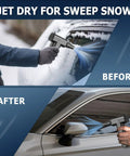 Compressed Air Duster Mini Blower Turbo Beast Mode Power 150000RPM cleaning snow from car windshield in before and after comparison