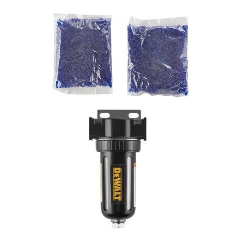 Three Eighths NPT Inline Desiccant Dryer With Clear Window for Quick Desiccant Life Checks with two desiccant bags.