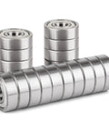 608 ZZ Skateboard Bearings Pack Of 20, Double Shielded Miniature Ball Bearings 8x22x7 For High RPM, Smooth Cruising, Carbon Steel Durability, Shields On Both Sides Keeps Lubricant In And Dirt Out., three silver shielded 608ZZ skateboard bearings