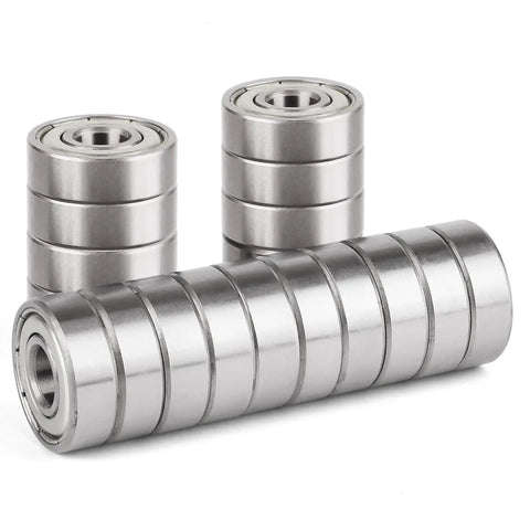 608 ZZ Skateboard Bearings Pack Of 20, Double Shielded Miniature Ball Bearings 8x22x7 For High RPM, Smooth Cruising, Carbon Steel Durability, Shields On Both Sides Keeps Lubricant In And Dirt Out., three silver shielded 608ZZ skateboard bearings