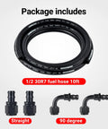 Half Inch Fuel Hose Line Kit With 8AN Push Lock Fittings NBR SAE 30R7 Ten Feet High Pressure 300 PSI Working Burst 1200 PSI