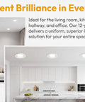 Living room and hallway featuring 12 Pack 4 Inch Retrofit LED Recessed Lighting with E26 Adaptor, Can Lights with Baffle Trim, Dimmable, Damp Rated.