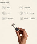 Hand holding brush with DIY Paint Touch Up Kit Set Of 3 1.5oz Multi Surface Matte Finish Off White Scratch Repair product.