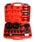 Front Wheel Bearing Tool Kit 19 Piece Set For Press And Puller Wheel Hub Bearing Removal And Installation FWD Master Set Heavy Duty Pro Grade For Easy Shop Quality Service in red plastic case