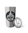 Ice Sailing Thrill Seeker Insulated Stainless Steel Tumbler For Ice Sailors And Yachters, dual wall, with lid removed