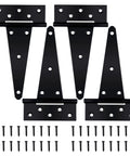 4 Pack 8 Inch T Strap Shed Door Hinges Heavy Duty With Screws For Wooden Fences Yard Gates Barn Doors And Patio Doors Black