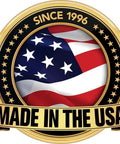 Badge showing American flag with text 'Made in the USA' and 'Since 1996'