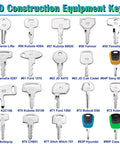 60 Piece Heavy Equipment Keys Master Set for Construction Machinery and Forklifts Ignition, various key models displayed.