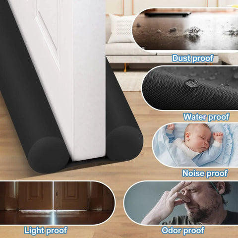 32 Inch Door Draft Stopper Foam Blocker For Interior Doors Black Door Sweep Dust, Water, Noise, Light, Odor Proof Illustrations