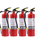Tough As Nails ABC Dry Chemical Fire Extinguisher 4 Pack Rated 3A 40BC for home workshop with instructions on canisters.