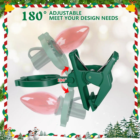 180-degree green spring clip for Heavy-Duty C7 C9 Christmas Light Spring Clips 100 Pack Universal Gutter Roof Clips