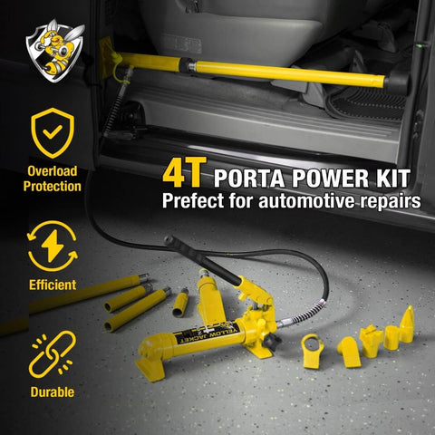4 Ton Hydraulic Porta Power Kit Pusher Puller Ram Jack For Auto Body Frame Repair Tool With Blow Mold Carrying Case displayed