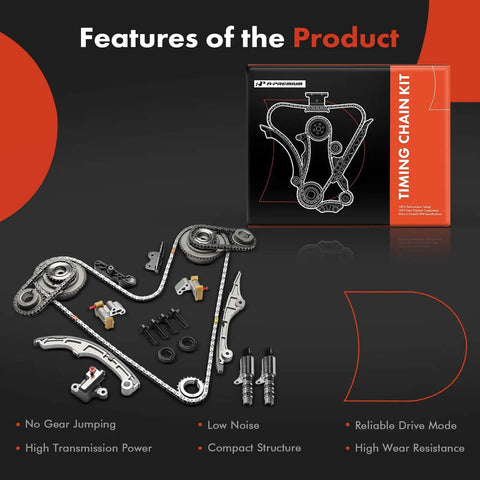 Engine Timing Chain Kit With VVT Sprocket 19 Piece For Ford Lincoln Mercury 3.5L V6 packaging and components layout