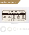 Nylon Flat Washer Set With Eight Sizes M2 M2.5 M3 M4 M5 M6 M8 M10 For Electrical Connections box with washers displayed