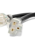 Heavy Duty Generator Extension Cord Splitter Adapts L14-30R Receptacle To Dual 5-20R Outlets featuring clear connectors and 10 gauge wiring.