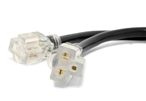 Heavy Duty Generator Extension Cord Splitter Adapts L14-30R Receptacle To Dual 5-20R Outlets featuring clear connectors and 10 gauge wiring.