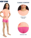 Girls Swim Rash Guard Shirt With UPF 50 Plus Short Sleeve Sun Tee Fiery Coral Perfect For Beach And Pool Play X Large, front view.