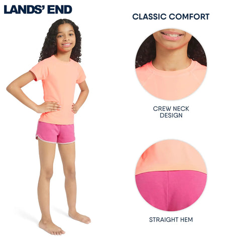 Girls Swim Rash Guard Shirt With UPF 50 Plus Short Sleeve Sun Tee Fiery Coral Perfect For Beach And Pool Play X Large, front view.