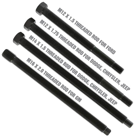 Four threaded rods from Long Reach Harmonic Balancer And Pulley Installer Kit with Extra Long Forcing Fasteners