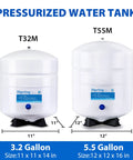 Pressurized Water Storage Tank For Reverse Osmosis Systems With Ball Valve, Four Gallon Capacity, white, NSF tested, easy install