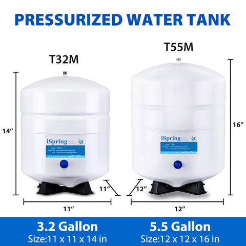Pressurized Water Storage Tank For Reverse Osmosis Systems With Ball Valve, Four Gallon Capacity, white, NSF tested, easy install