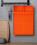 Silicone Griddle And Grill Mat With Drip Pad For Grill And Kitchen 16 By 11 Point 5 Inch hanging with kitchen tools