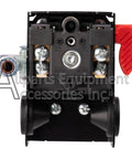 Front view of D20596 Pressure Switch Replacement for Air Compressor with adjustable settings and on off control