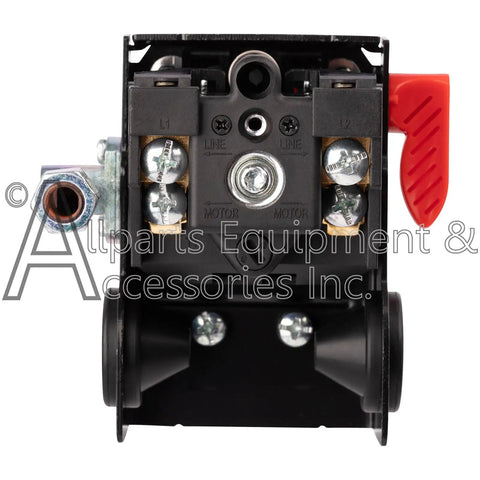 Front view of D20596 Pressure Switch Replacement for Air Compressor with adjustable settings and on off control