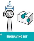 Diagram of a 1/16" engraving bit showing groove design for Engraving Bit For Rotary Tools, Pro Grade Precision And Easy Detailing