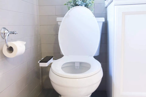 Slim Modern Bidet Toilet Attachment With Dual Self Cleaning Nozzles, Fresh Water Sprayer, Non Electric, Black Finish on Toilet