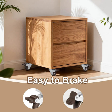 1.5 Inch Rubber Caster Wheels With Brake And Bonus Tools Ultra Smooth Roll Swivel Casters 360 Degree Turning For Sofas Tables And Workbenches 300 Lbs Capacity Set Of 4 No Sweat Setup Now on a wooden drawer unit.