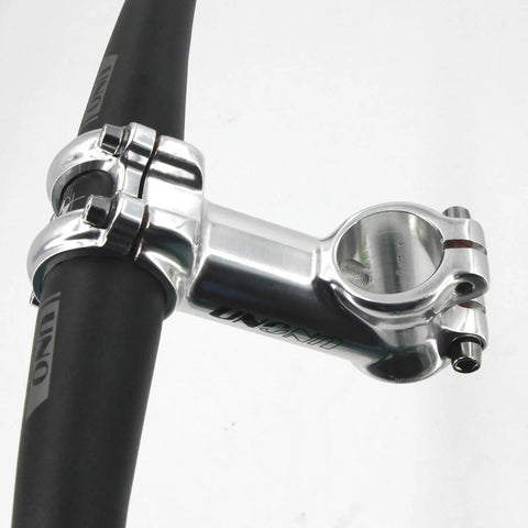 Glossy silver 35 Degree 90mm 31.8 Stem Riser for mountain road and BMX rigs with 31.8mm clamp on handlebars