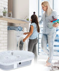 Direct Replacement Lint Filter Screen And Case Cover W10828351 shown with mother and daughter using stackable washer and dryer.