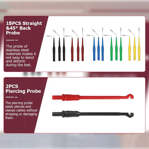 114 Piece Multimeter Test Leads Kit With Back Probe Probes And Alligator Clips For Automotive Diagnostics And Electrical Testing