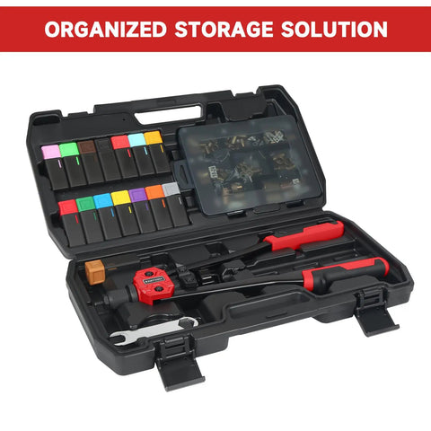 Rivet Nut Tool Kit With 16 Inch Handle 180 Piece Rivnut And Mandrel Set Includes 15 Metric And SAE Mandrels Rugged Carrying Case