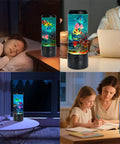 Jellyfish USB Night Light Mood Lamp With 7 Color Changing Modes in home settings, providing a soothing aquarium scene.