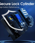 Keyless Entry Electronic Deadbolt Lock with Keypad Black showing internal security chip and lock cylinder detail.