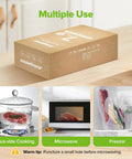 Heavy Duty Vacuum Sealer Bags For Food Storage 7 Pack In 8x20 11x20 And 6x20 Rolls BPA Free Embossed showing sous-vide, microwave, freezer use